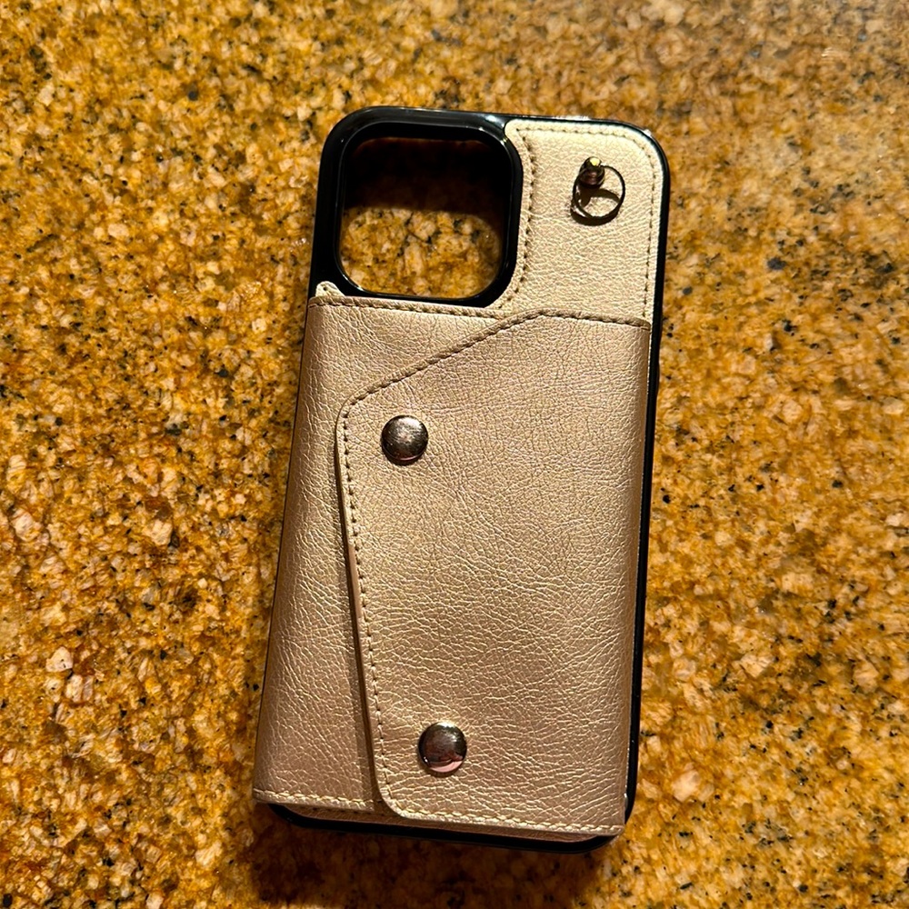 iPhone 14 Pro Max wallet/case in gold
